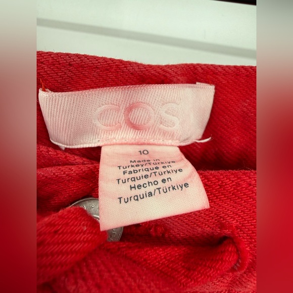 COS Wide Leg Red Drawstring Denim Jean Trousers - Picture 7 of 12